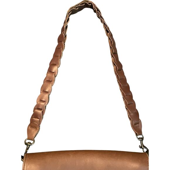 ABLE Perry Braided Shoulder Purse Whiskey Brown Genuine Leather Classic - Picture 7 of 12